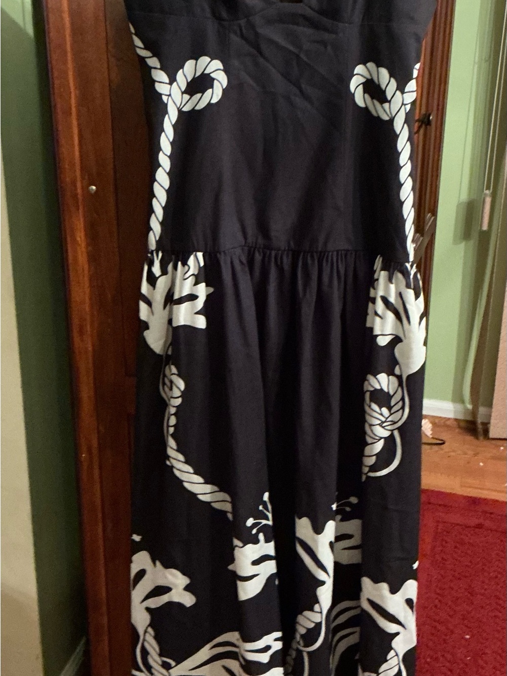 Commense Black Maxi Dress with White Floral Print and Spaghetti Straps - Picture 2 of 3